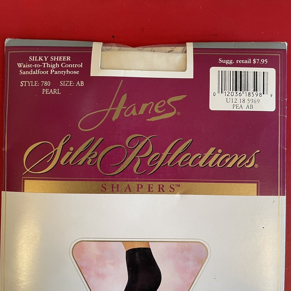 Hanes Silk Reflections Shapers Vintage Pantyhose Shaper Size AB Color Pearl - Picture 2 of 5